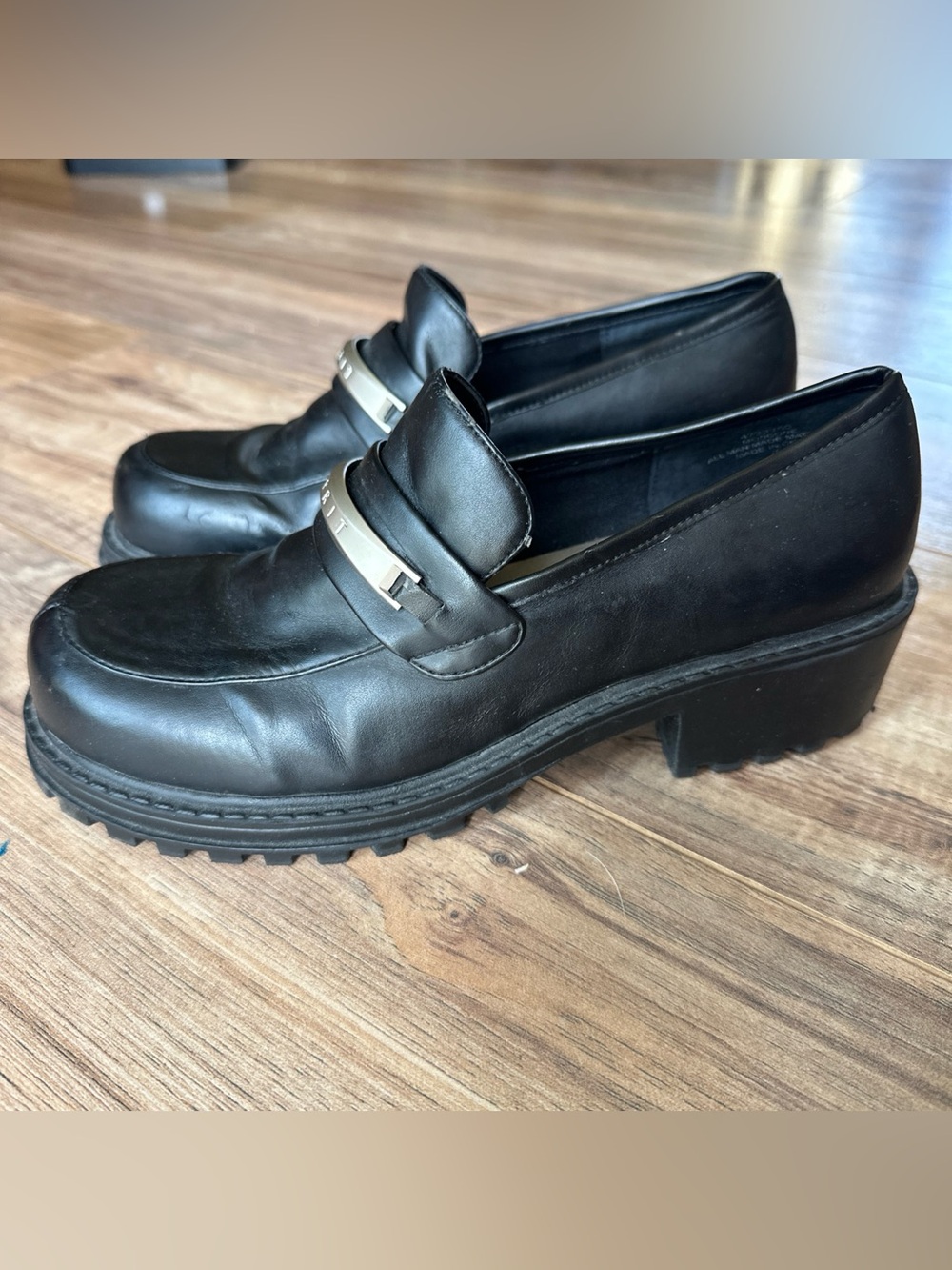 Esprit Vintage Black 90s Loafers Chunky Y2K Womens Size 7 School Corporate Girl